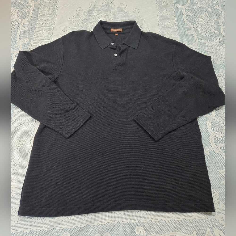 Tasso Elba Black Polo Sweatshirt Sz M 75% Silk 25% Cotton
